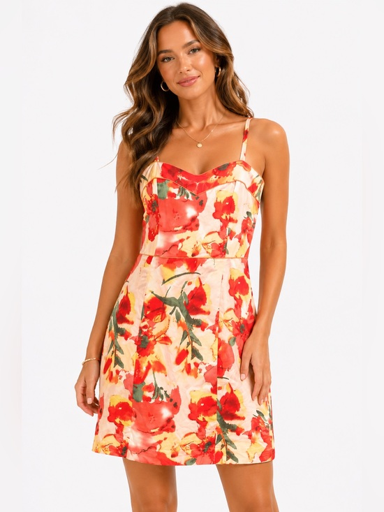 Kristin Davis Dresses & Skirts - EUC Kristin Davis Size 10 Floral Spaghetti Strap Mini‎ Dress